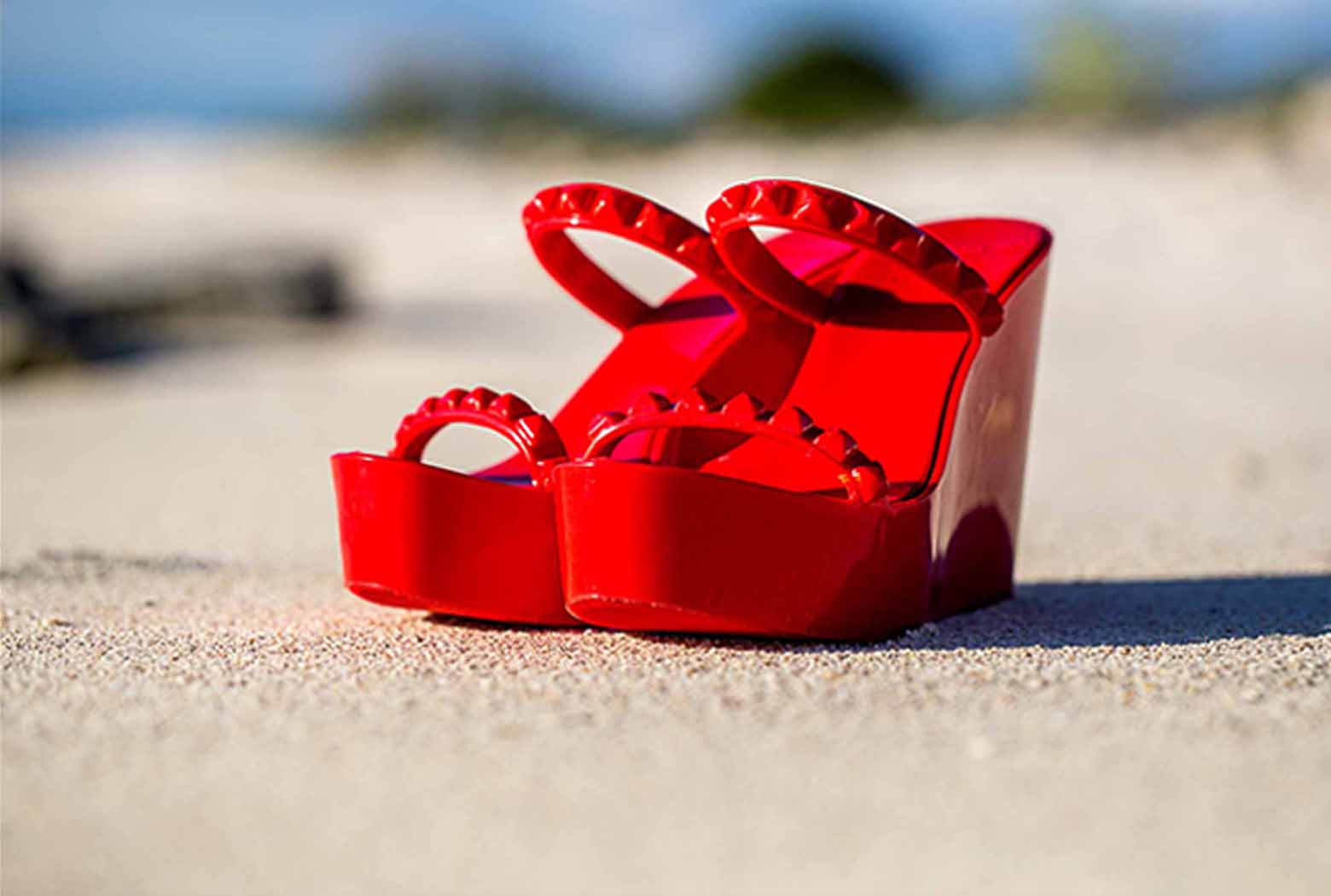 Carmensol Jelly Wedge, Red Wedge, Jelly sandals