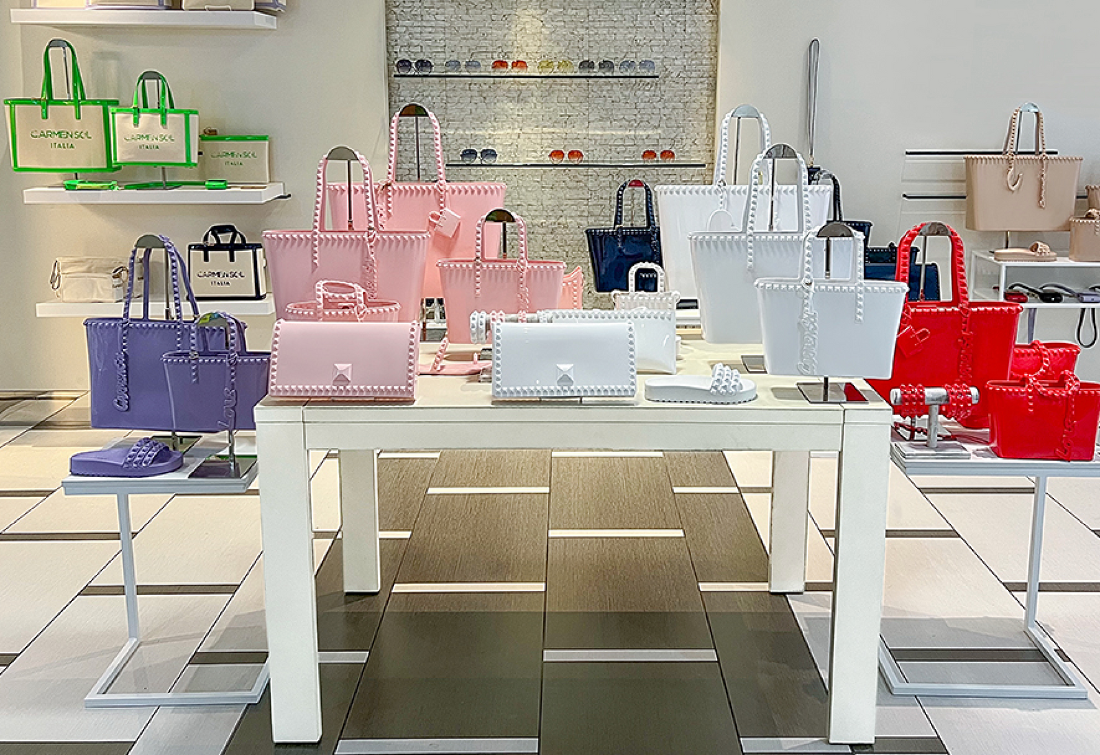 Carmen Sol collection of studded jelly purse in various colors