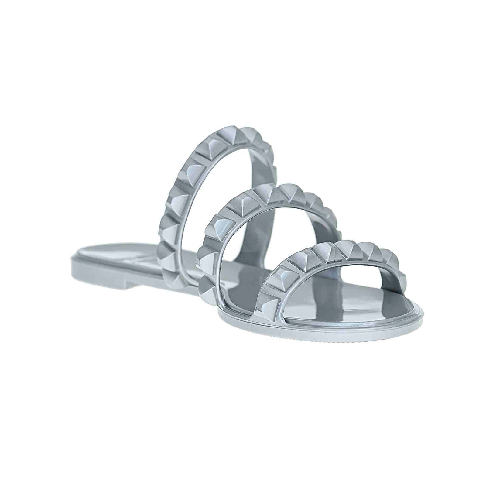 Maria 3 Strap Flat Jelly Sandals - Metallic Jelly