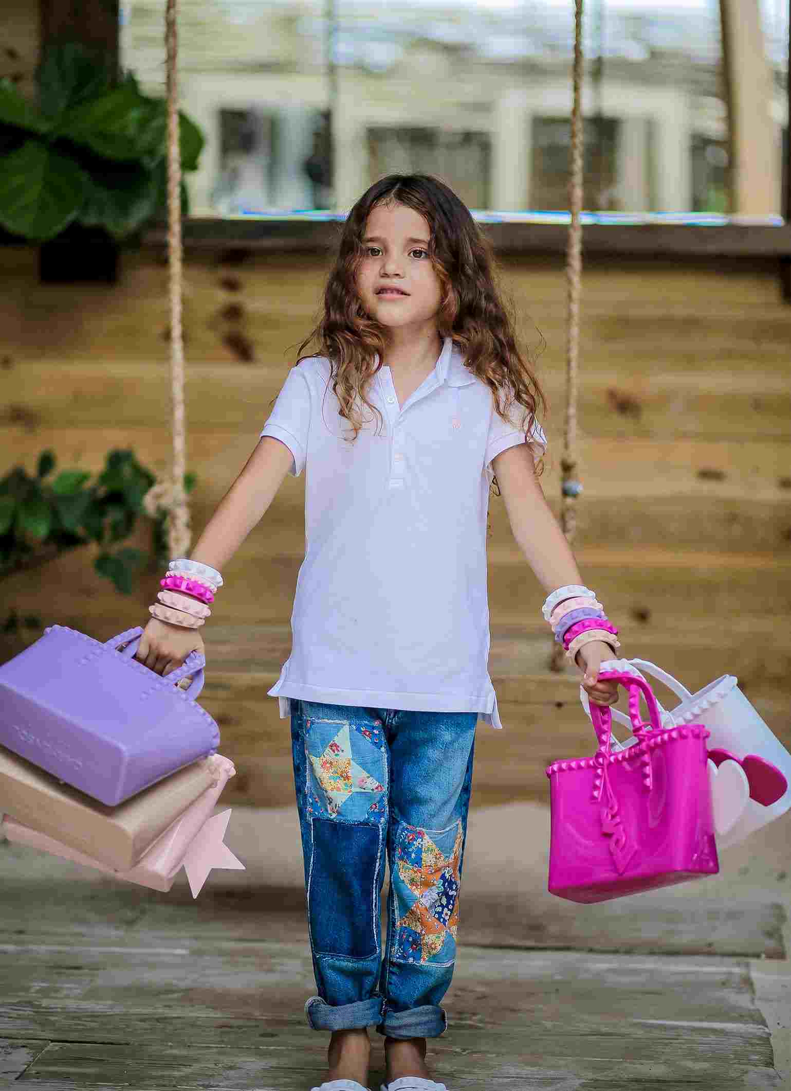 Our vibrant and playful Colorful Minimelissa Tote Bags for kids