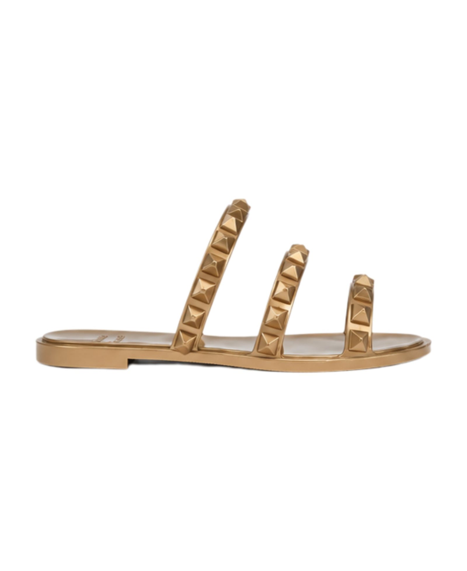 Maria 3 Strap Flat Jelly Sandals - Metallic Jelly