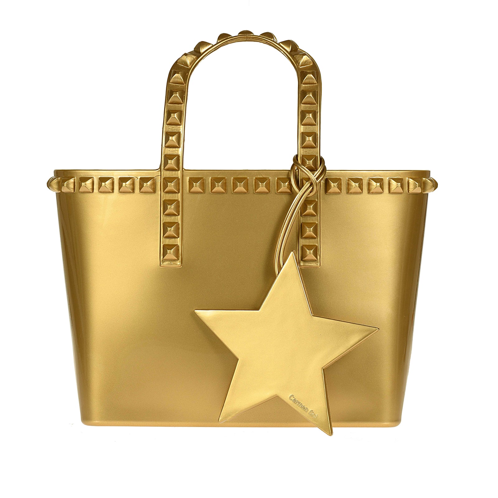 Stella grande metallic jelly bag charms personalized in Carmen Sol jelly bags in color gold