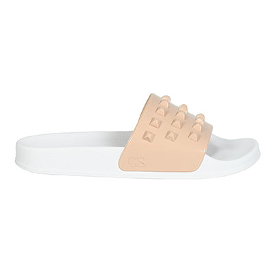 Sustainable Franco white jelly shoes, platform flip flops for womens in color blush 