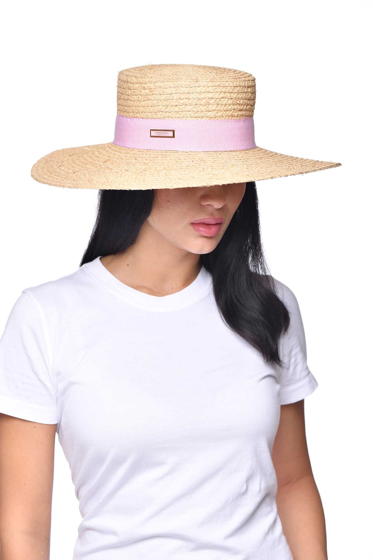 Carmen Sol Mirtha raffia best womens sun hat in color baby pink