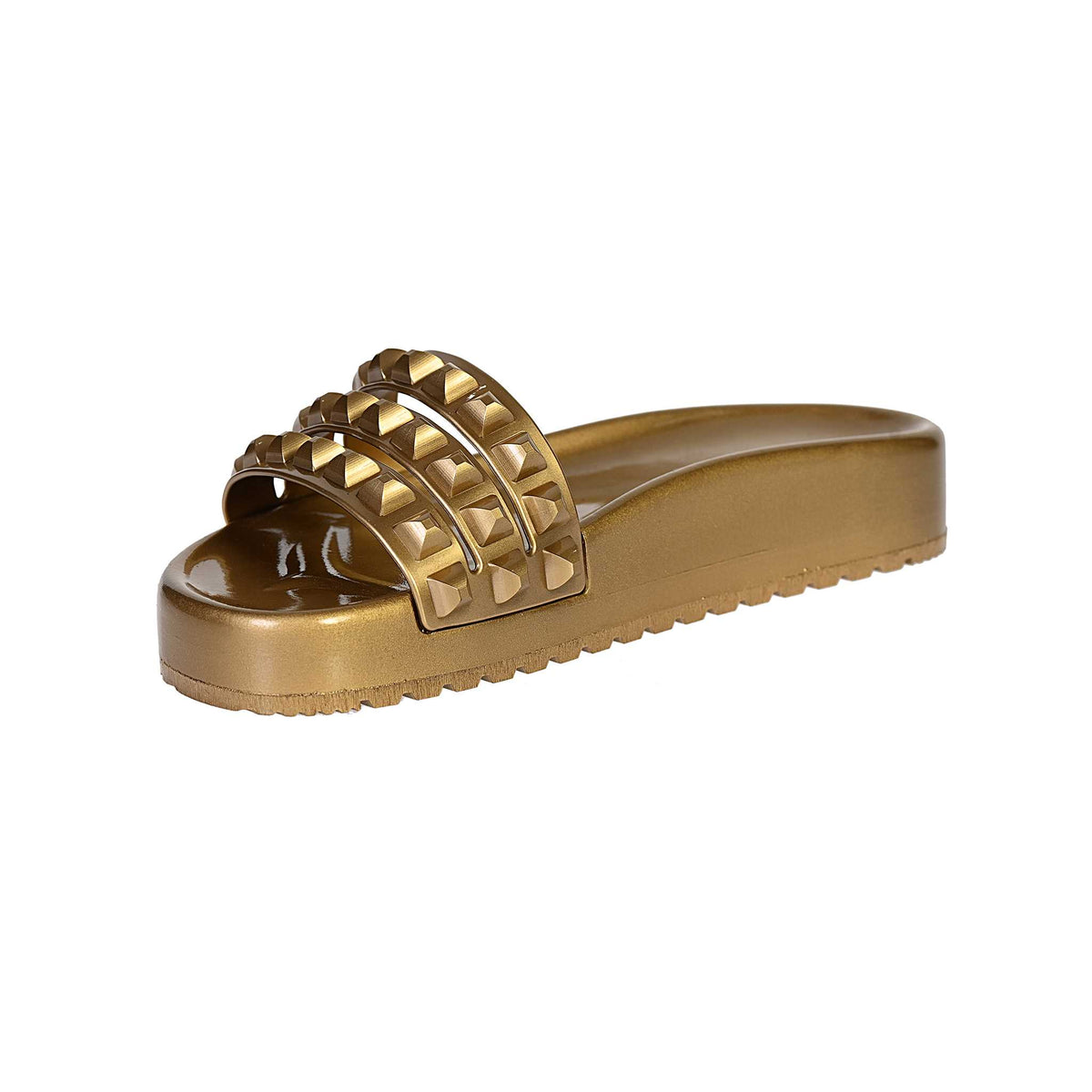 Gold slide sandals from carmen sol, night out party women sandals, platform slides