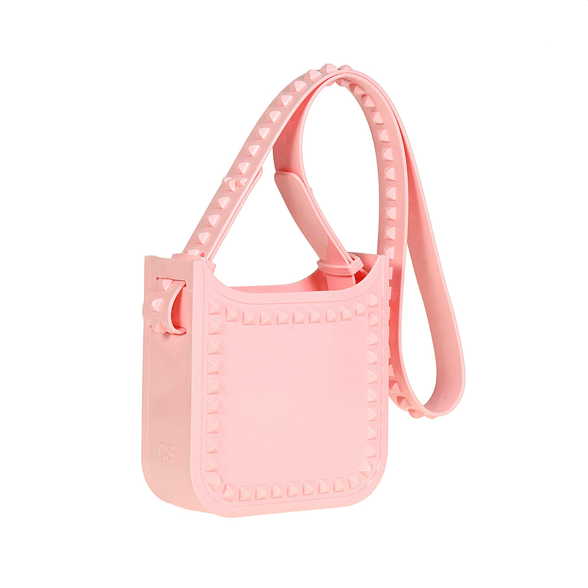 Waterproof purse with studs especially perfect for the beach in color baby pink