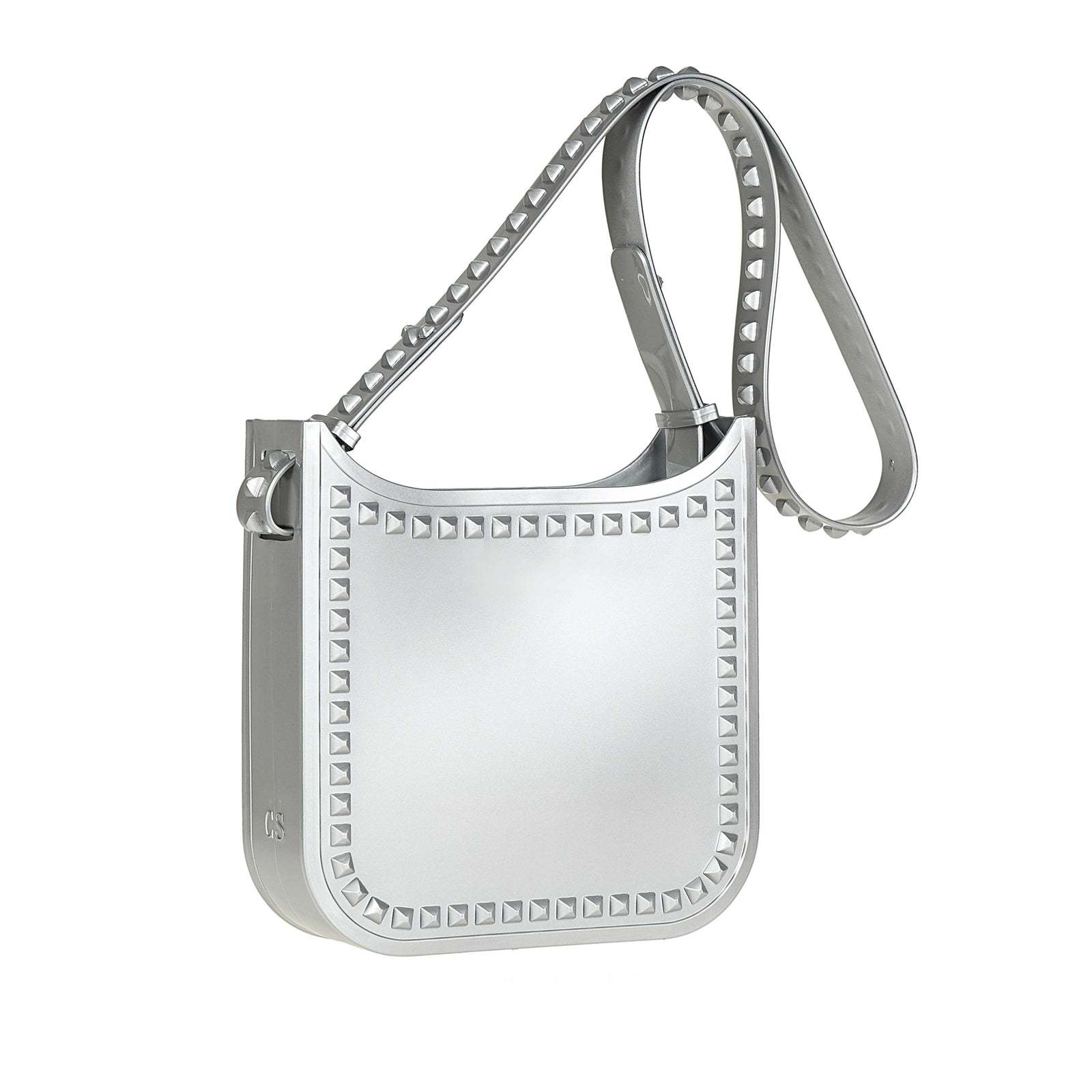 Hand painted Carmen Sol Toni jelly purse with studs in color silver