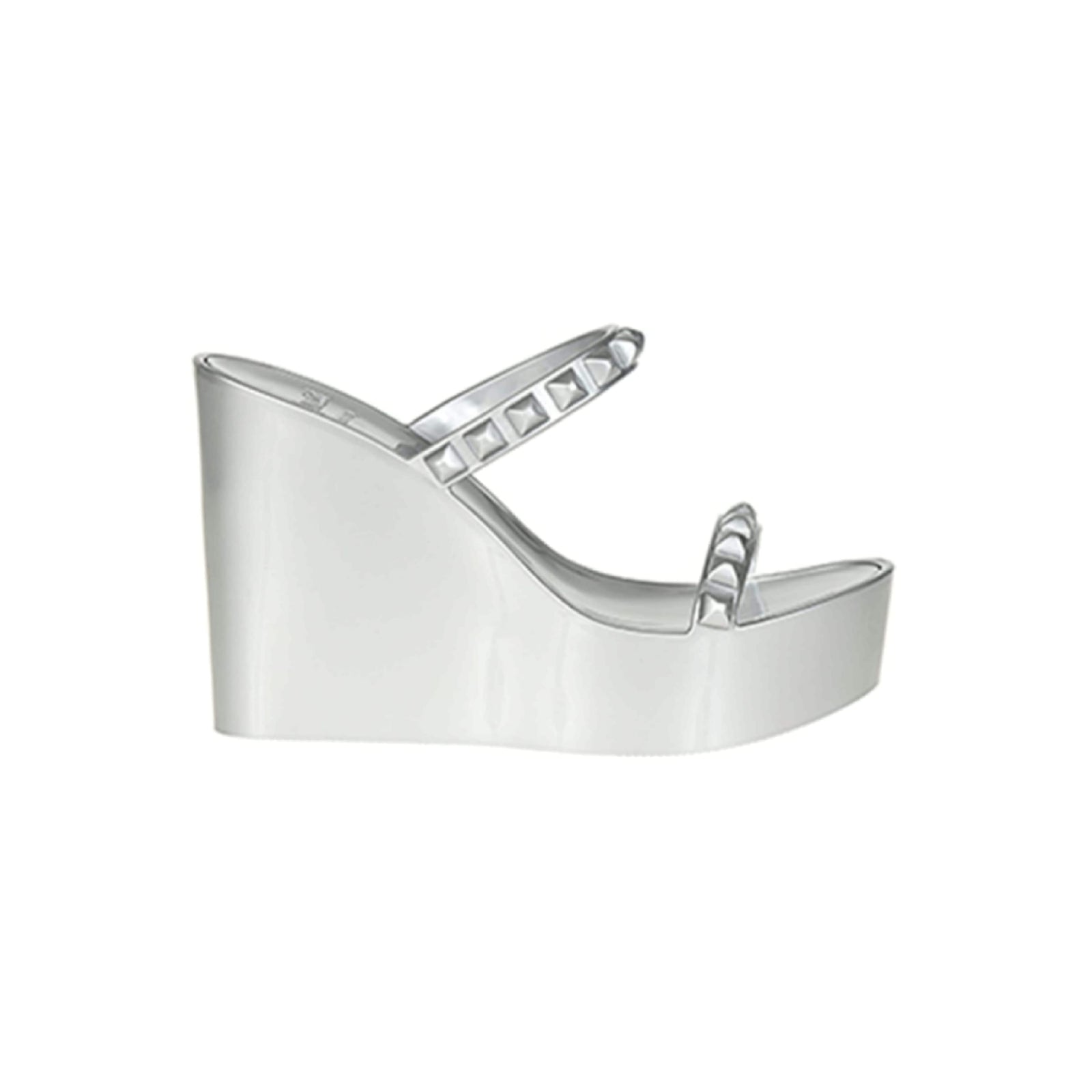 Carmen Sol jelly wedge, silver platform heels