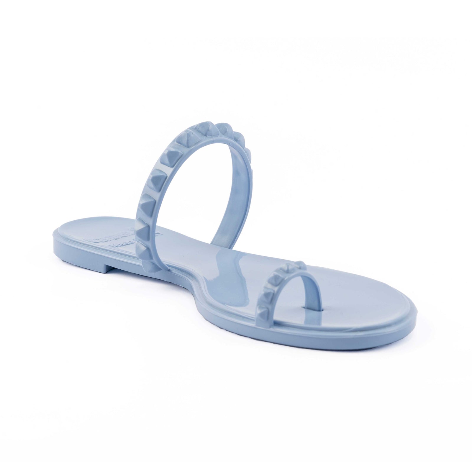 Baby blue studded jelly platform flip flop, beach slides
