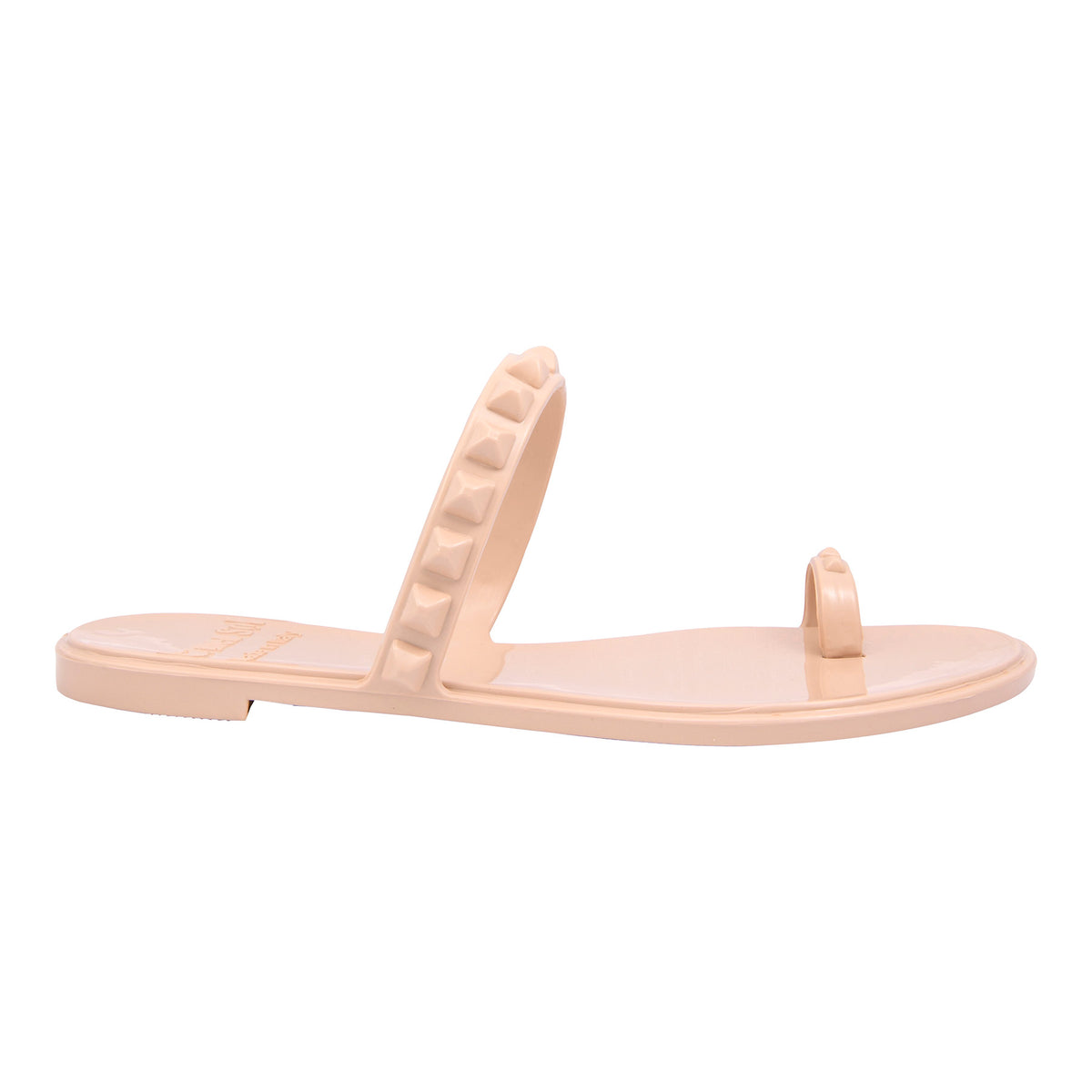 Maria beach slide sandals from Carmen Sol with studs in color blush