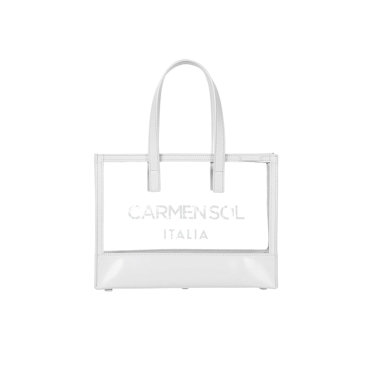 Made in Italy Carmen Sol clear beach bags for women in color white