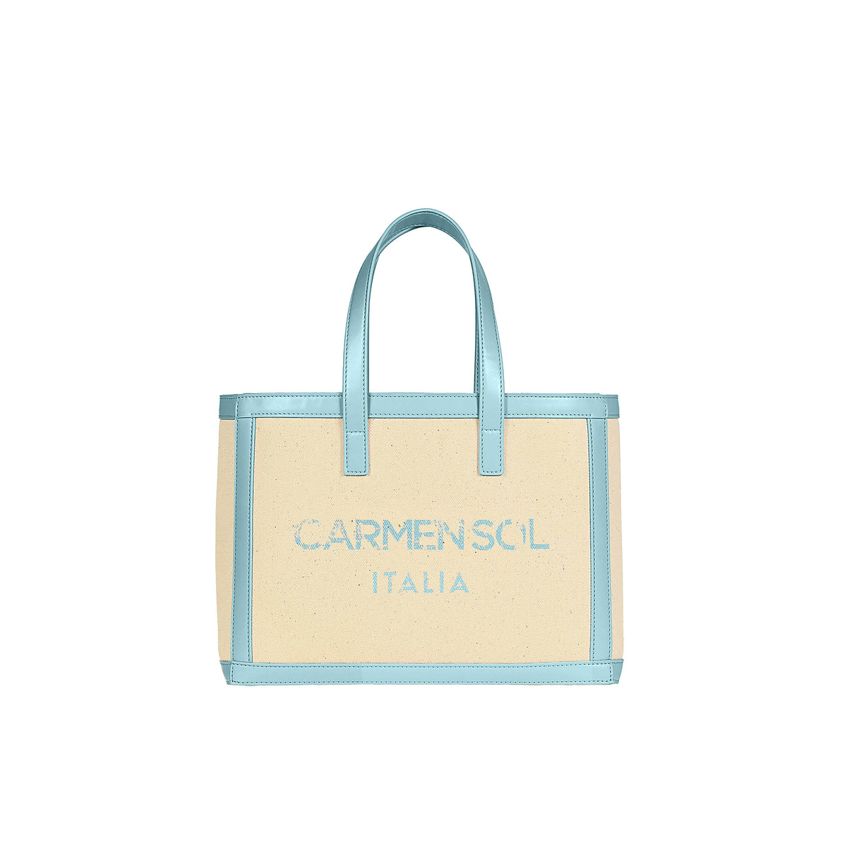 Carmen Sol mini canvas beach purse in color baby blue