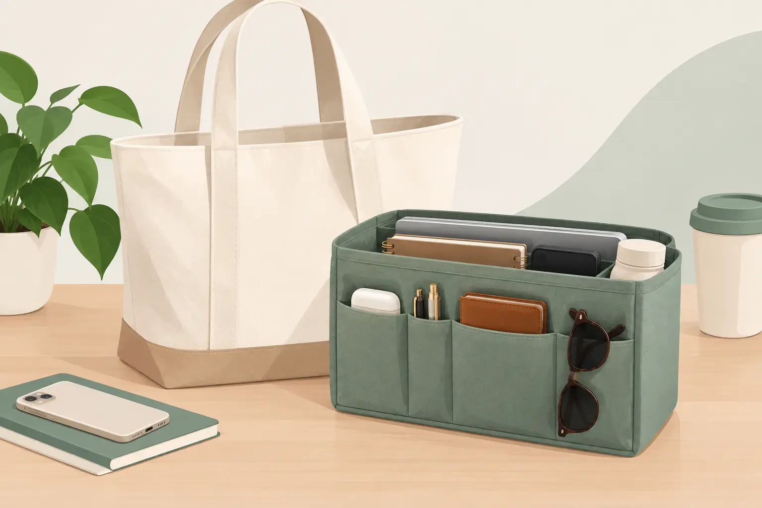 Canvas Tote Organizer Insert for Everyday Style