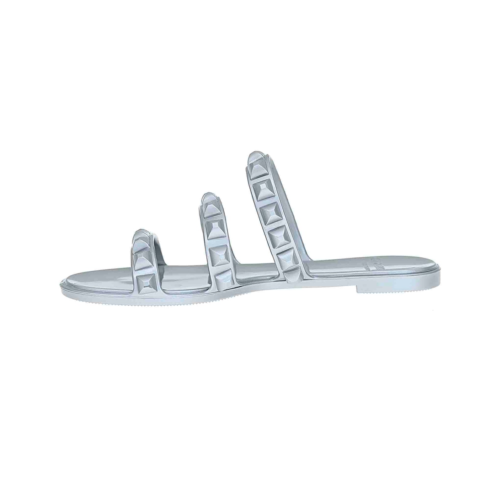 Maria 3 Strap Flat Jelly Sandals - Metallic Jelly