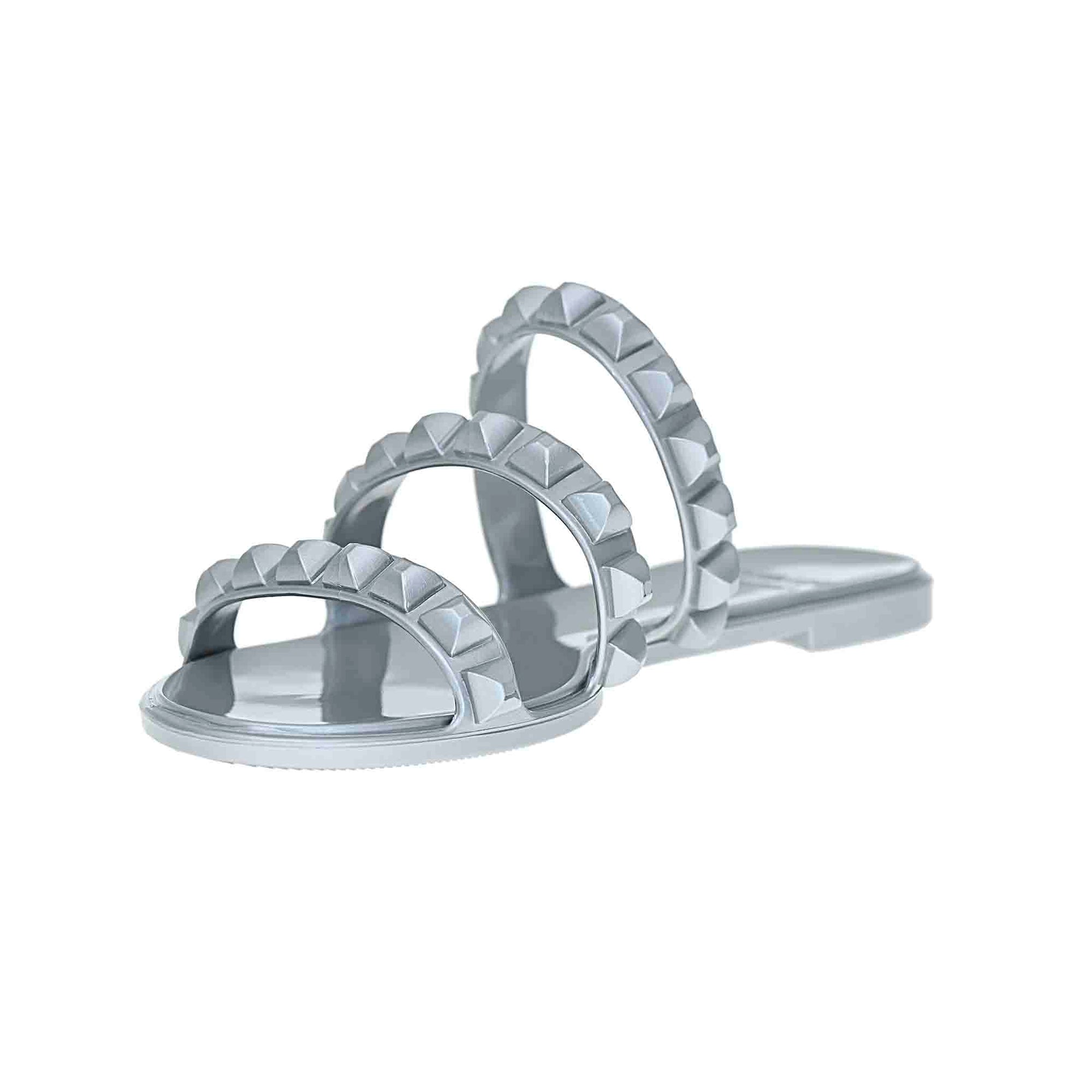 Maria 3 Strap Flat Jelly Sandals - Metallic Jelly