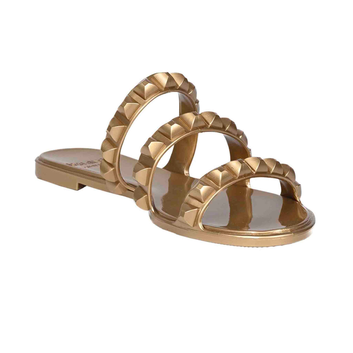 Maria 3 Strap Flat Jelly Sandals - Metallic Jelly
