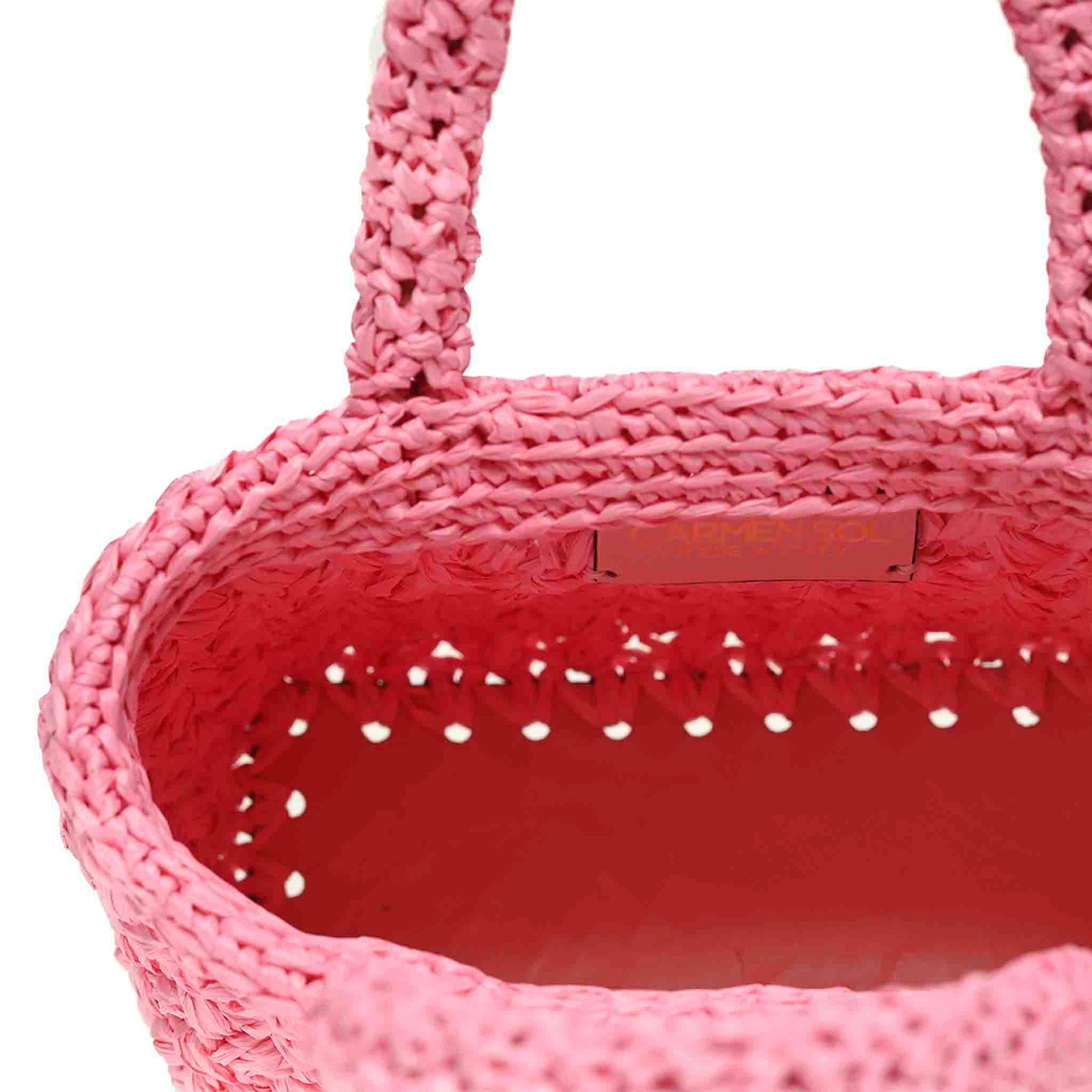 Pink Amalfi Raffia small bag from mini carmen sol made in Italy.