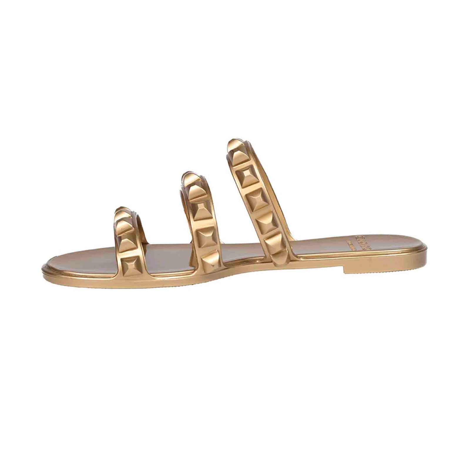 Maria 3 Strap Flat Jelly Sandals - Metallic Jelly