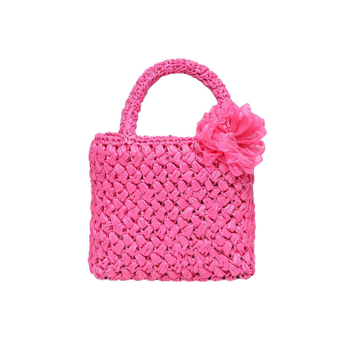 Fuchsia Raffia small ba from miniCarmen Sol made in Italy, kids shopping bag.