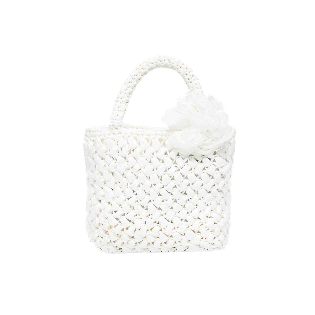 white raffia small bag, ideal for adding a touch of class to your shopping  made in Italy from mini Carmen Sol