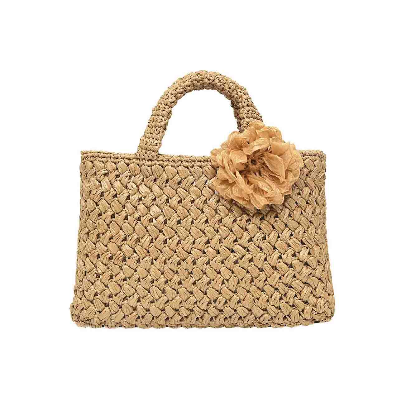 Positano Raffia tote Bag god in color from Carmen Sol, small bag Italia collection.