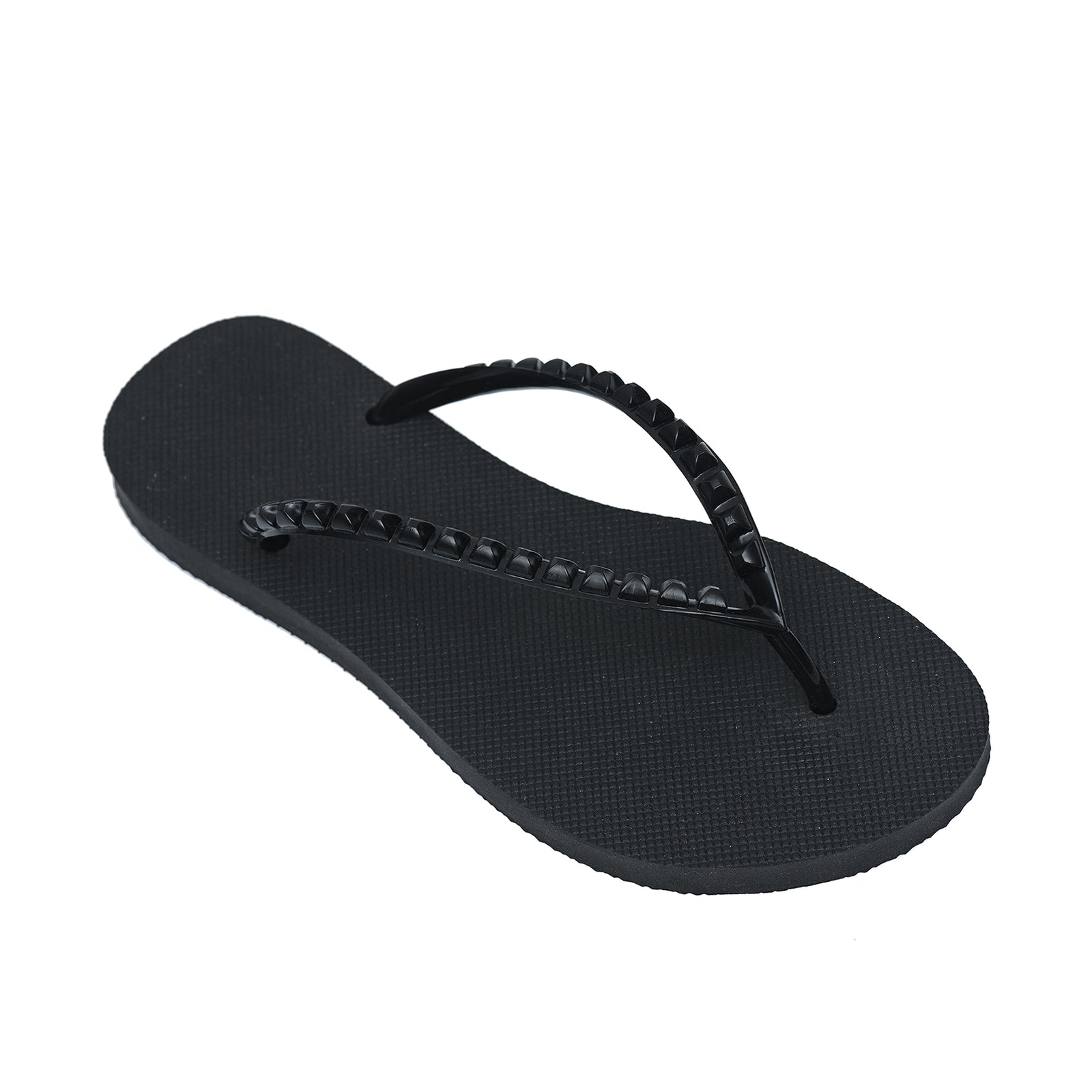 Black Giuliana flip flops made in Italy, stylish waterproof jelly sandals by Carmen Sol.