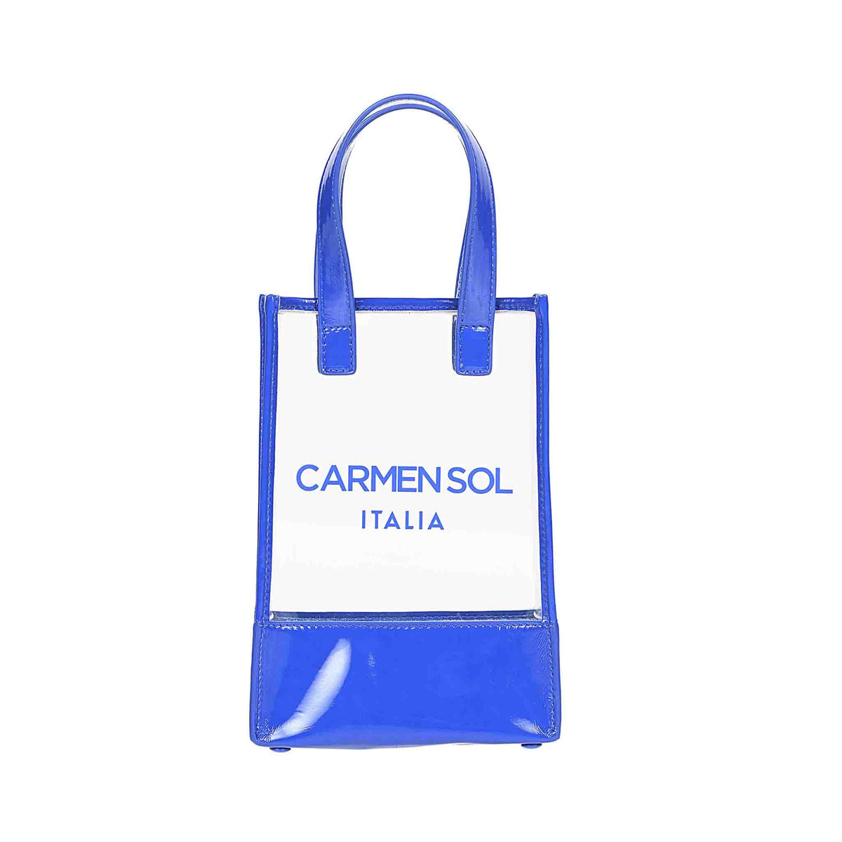 Beach crossbody mini bag in blue color. Perfect stylish waterproof mini crossbody clear bag from carmen sol.