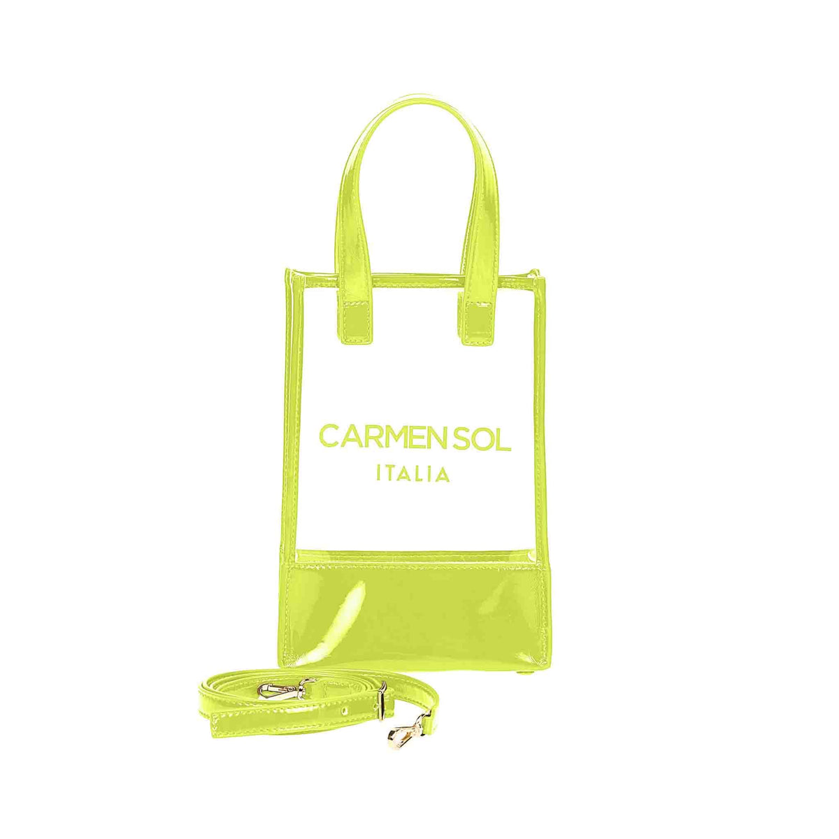 Yellow crossbody for women. Mini shoulder clear bag from carmen sol The bag&#39;s compact size is perfect for beach essentials.