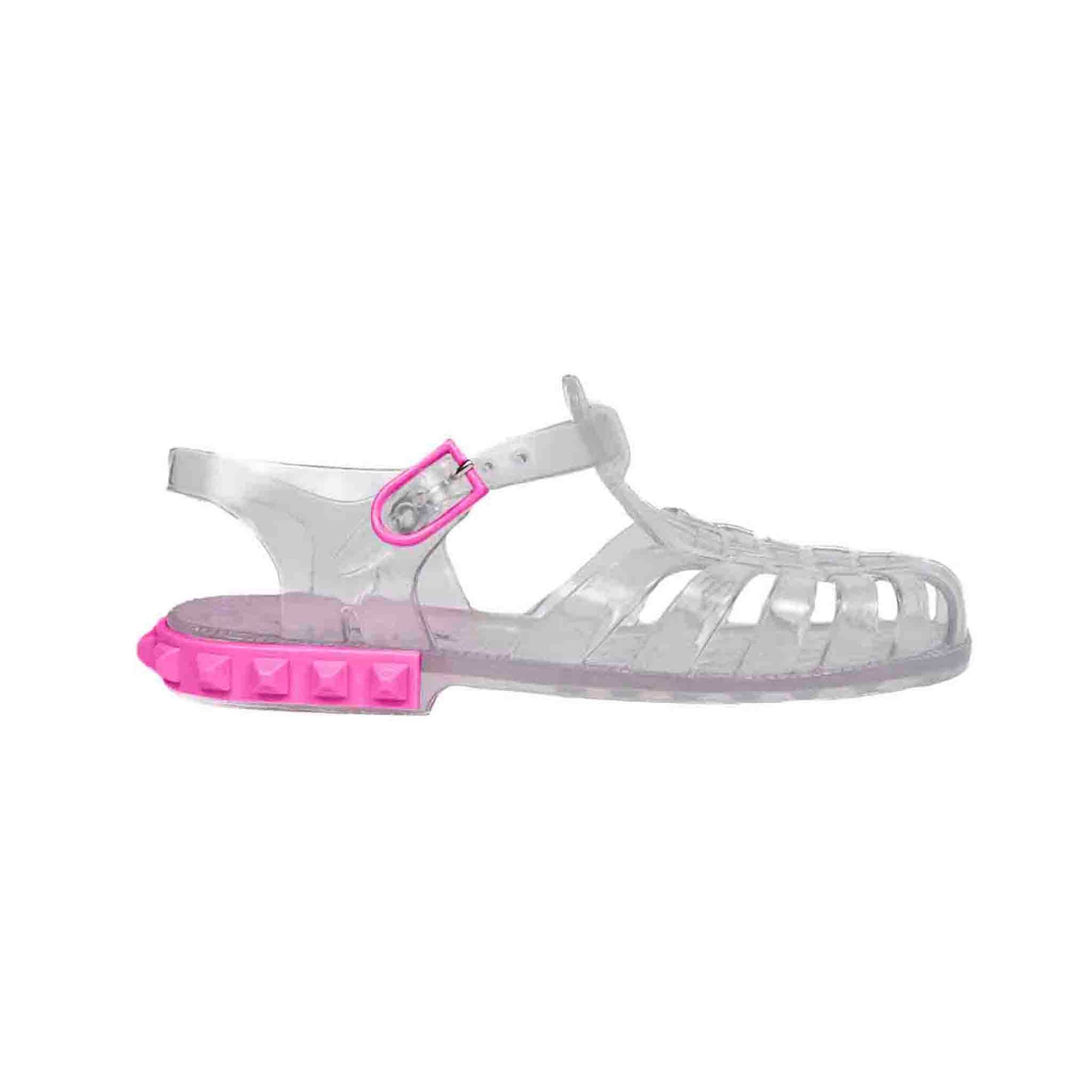 Fuchsia Tommy trendy kids jelly sandals! These Summer shoes for kids come in fun colors and patterns, perfect for beach days and backyard play.