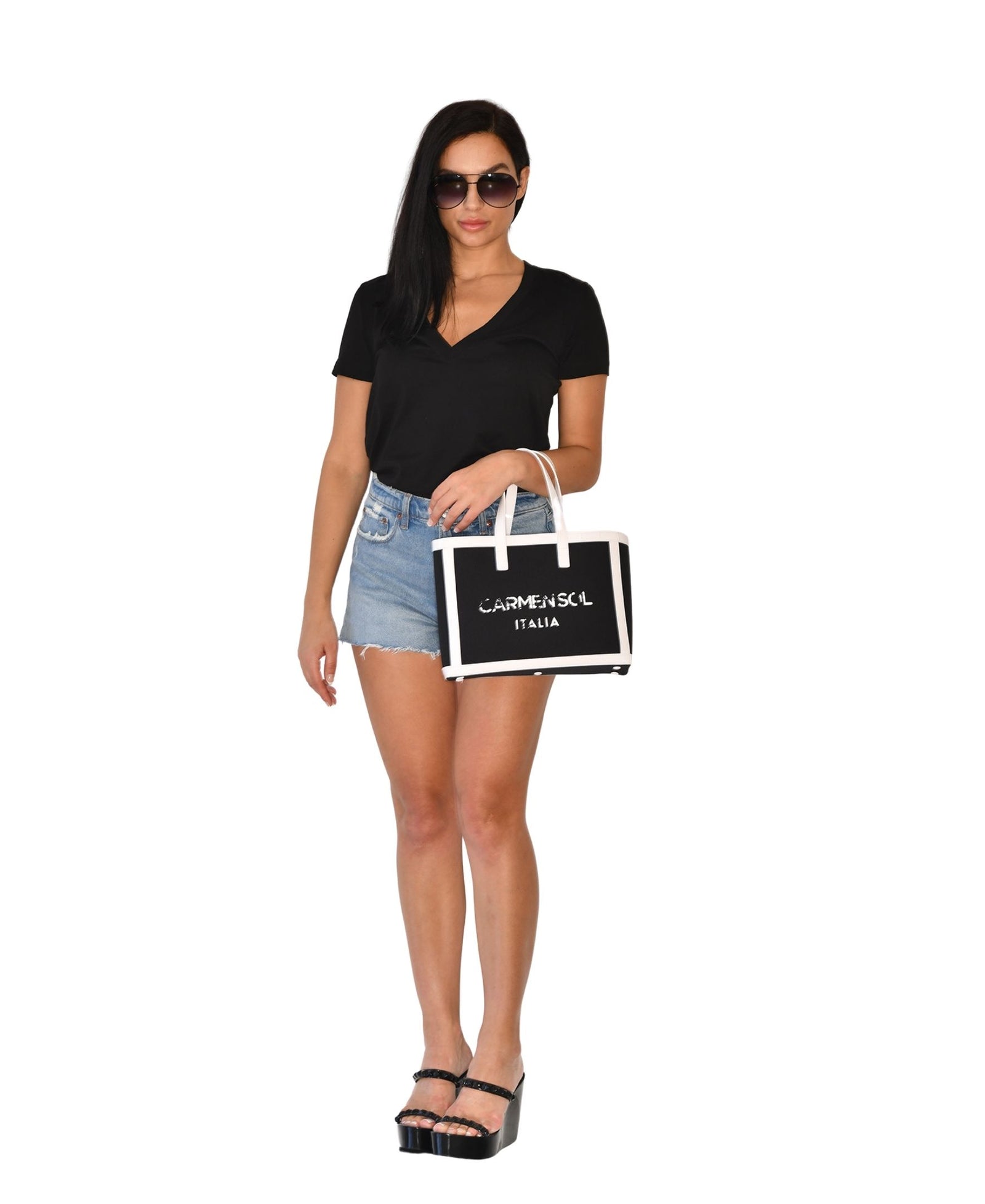 Venezia Black Canvas Mini Tote