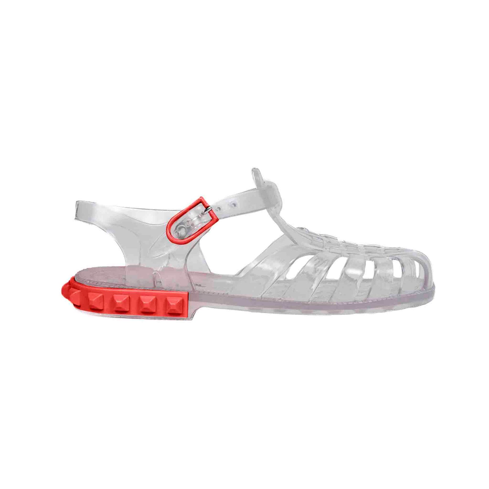 Red Tommy kids jelly slides! These durable kids shoes are a colorful and practical choice for summer adventures.