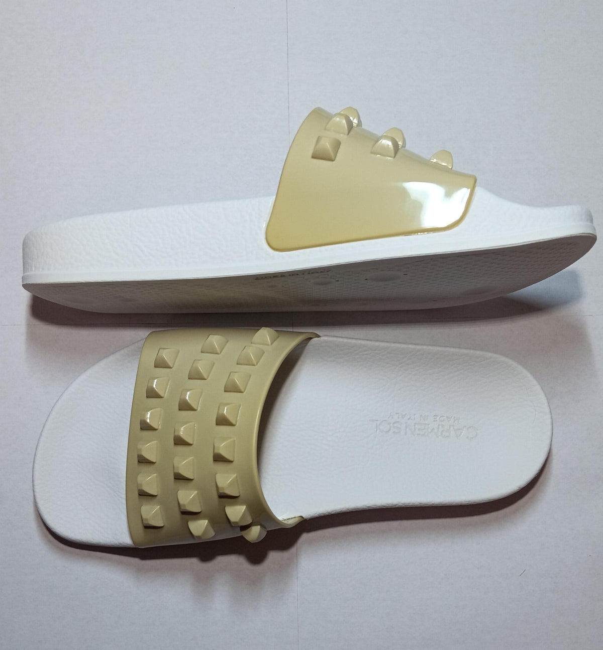 Franco White Slides - discolored final clearance