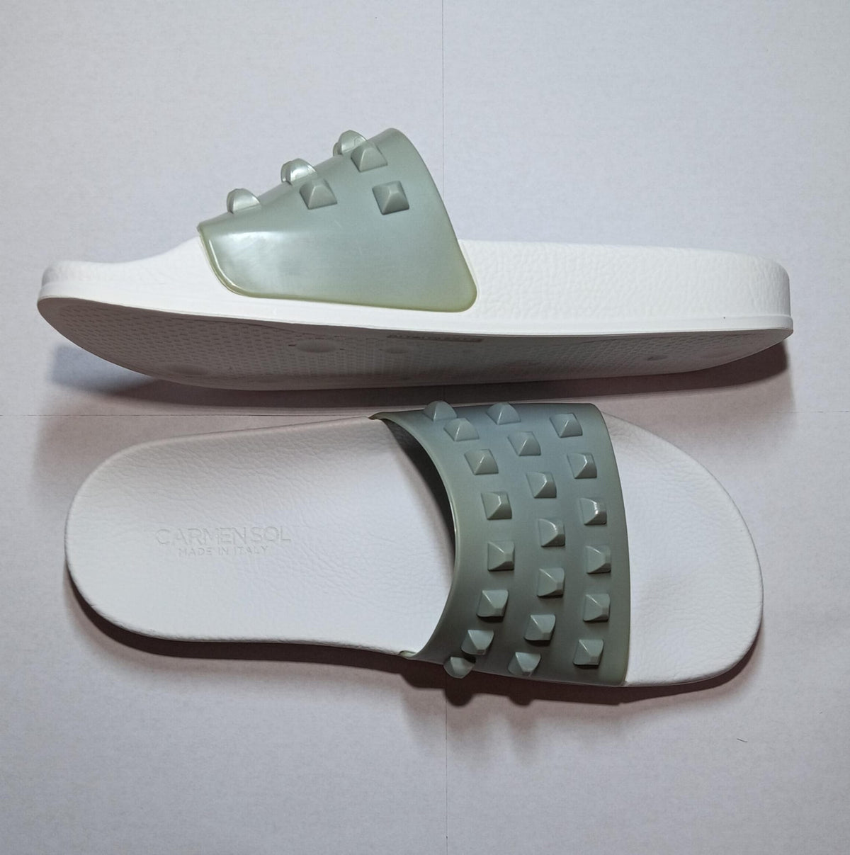 Franco White Slides - discolored final clearance