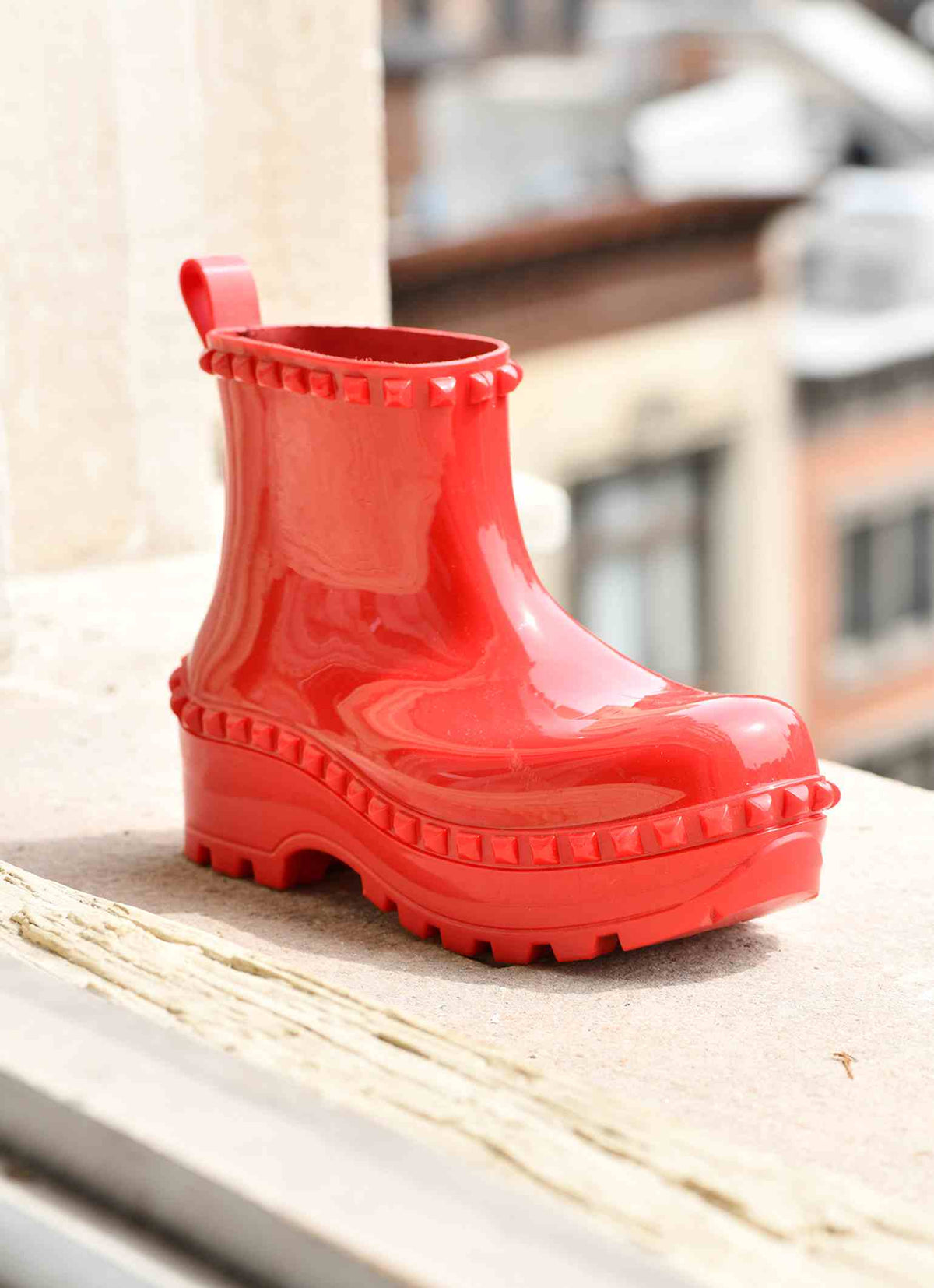 Vegan Graziano Carmen Sol jelly boots for women in color red