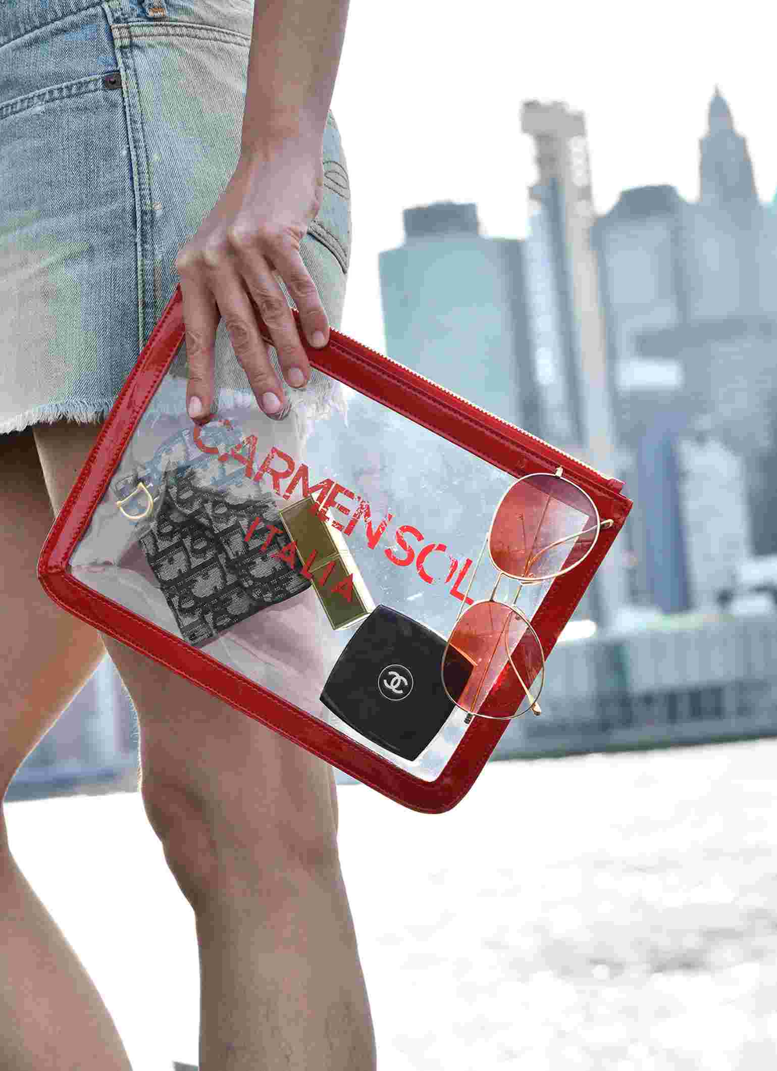 Clear red shops purse