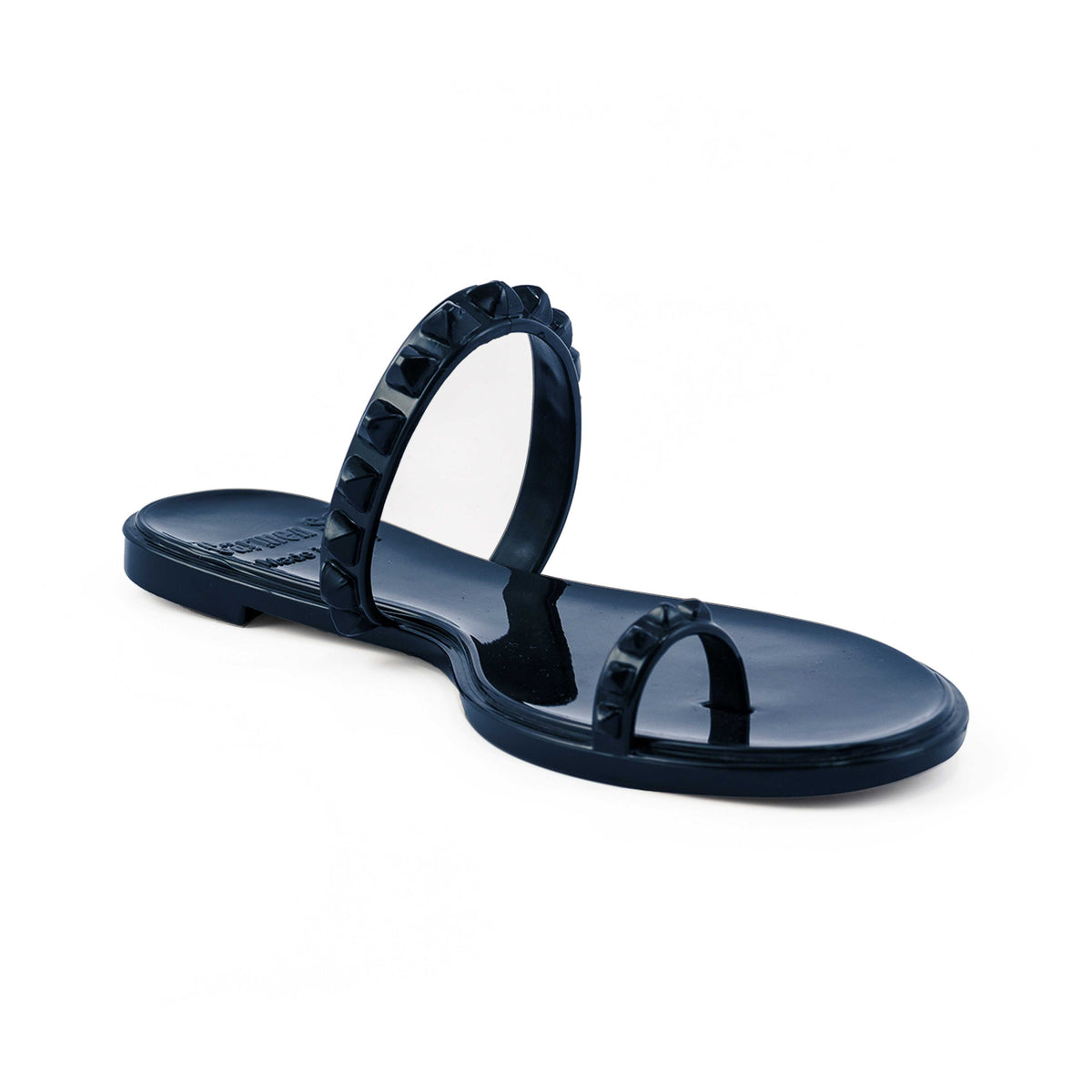Carmen Sol jelly studded sandals in color navy blue for the pool