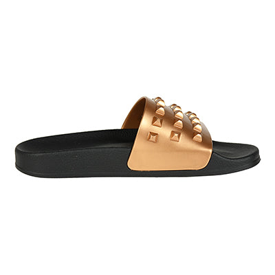 Studded Carmen Sol Franco jelly shoes for women in color rose gold