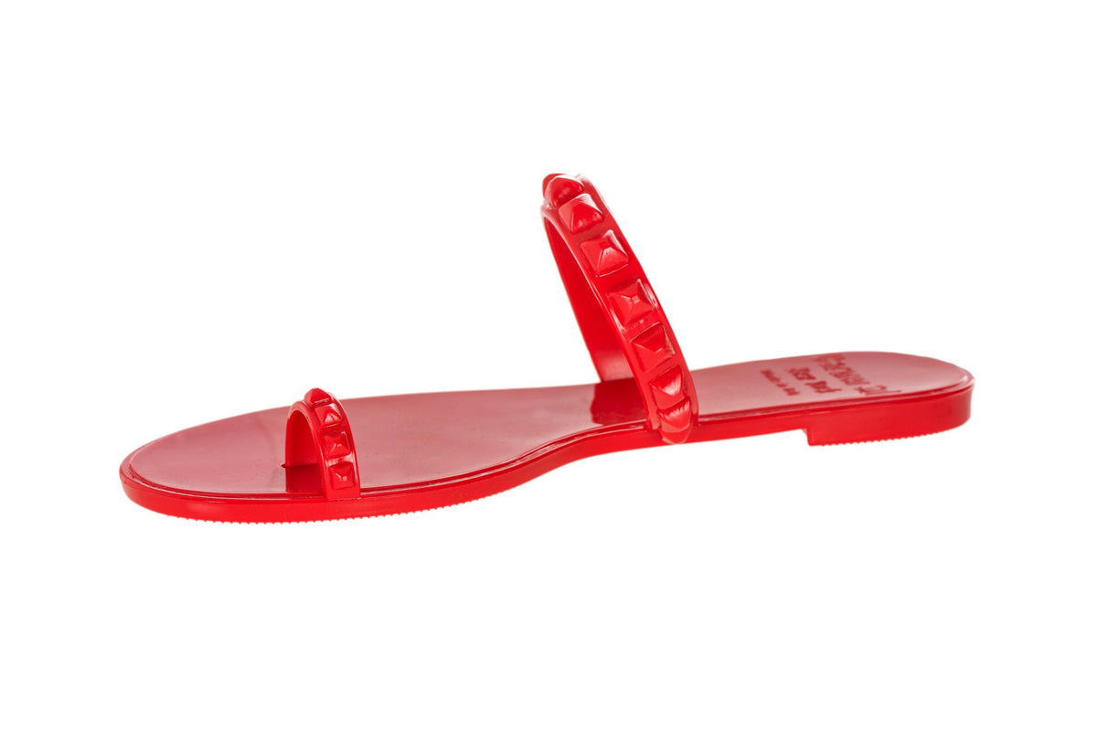 Sustainable Carmen Sol jelly slides in color red
