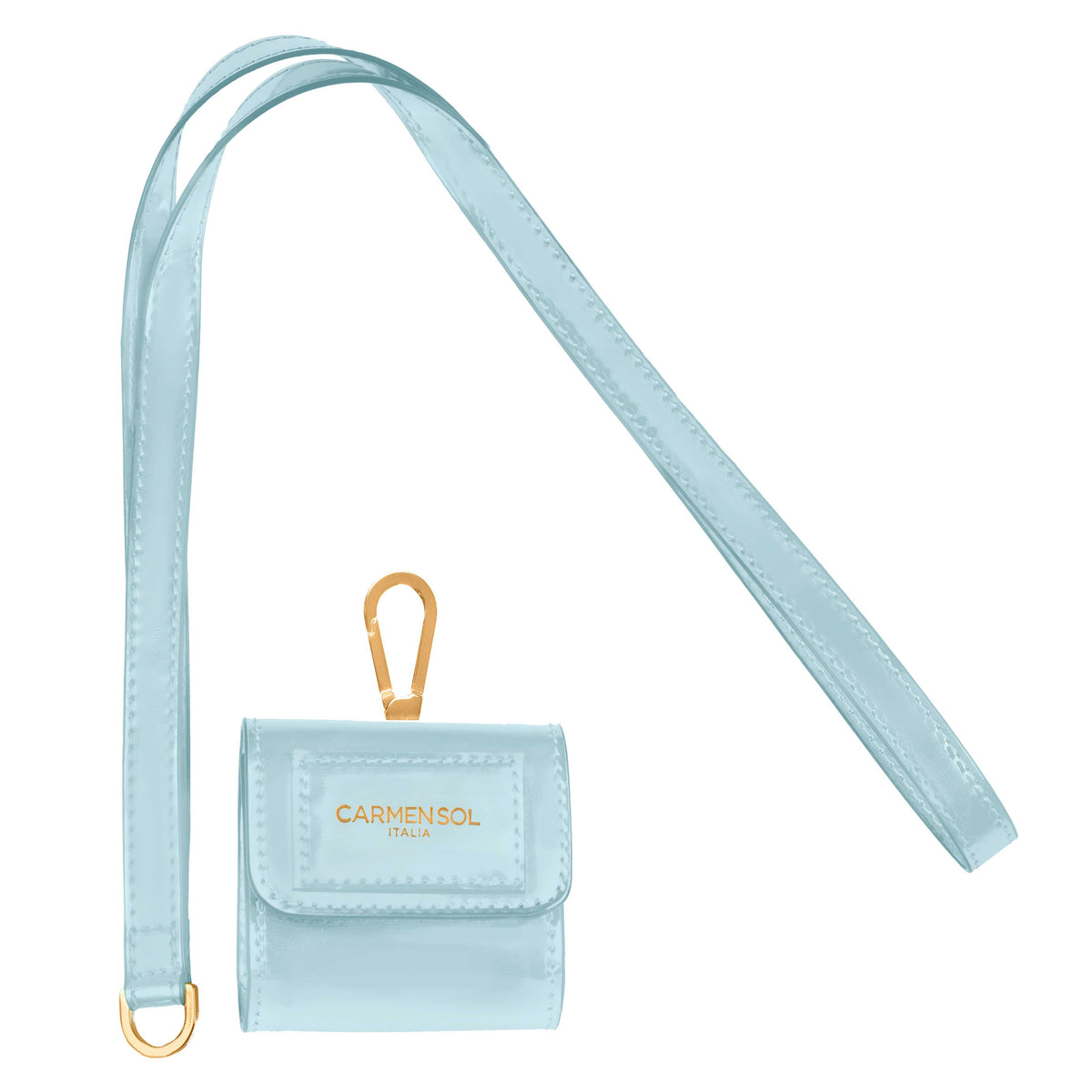 Baby blue Carmen Sol airpod case with detachable straps