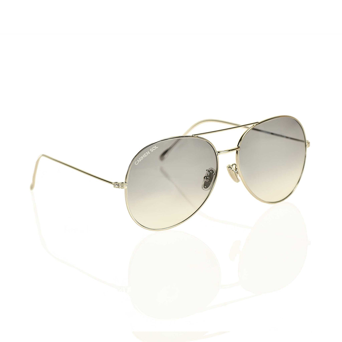 Gold sunglasses women with green lenses made in Italy