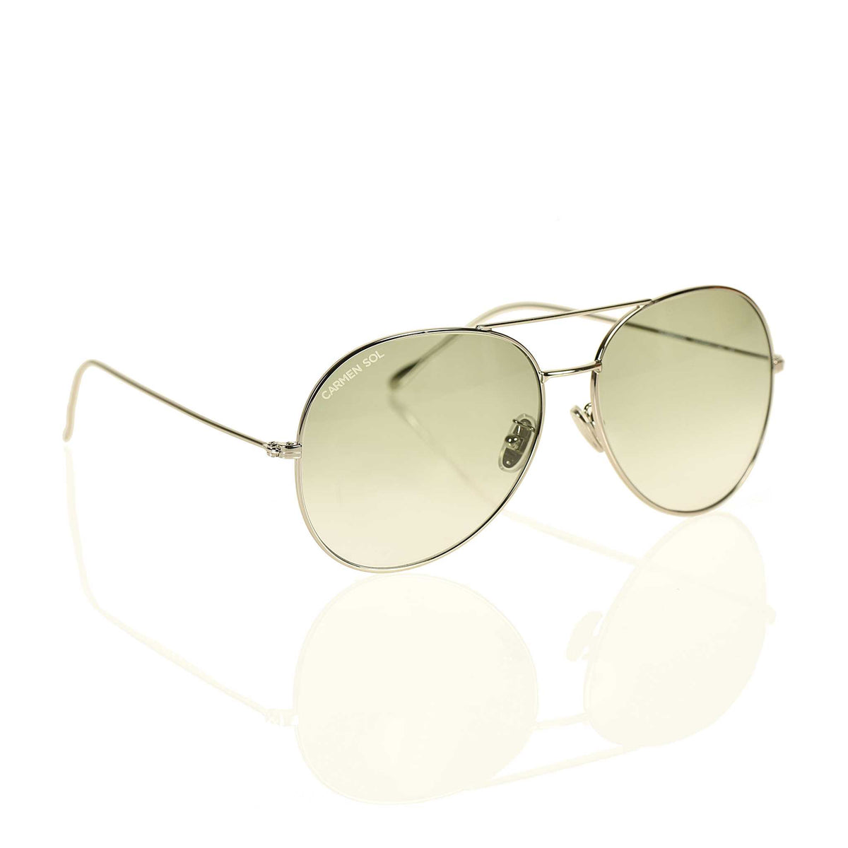 Olive green lenses in a gold aviator sunglasses for men and women