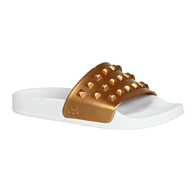 Rose scented Franco white jelly shoes in color rose gold which are water resistant