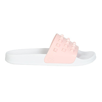 Baby pink white slides, white sandals for women from carmen sol