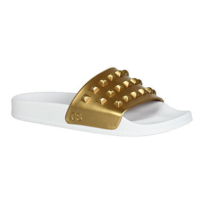 Vegan Carmen Sol Franco white jelly shoes in color gold