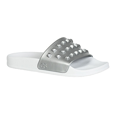 Metallic Chanel jelly slides from Carmen Sol in color silver