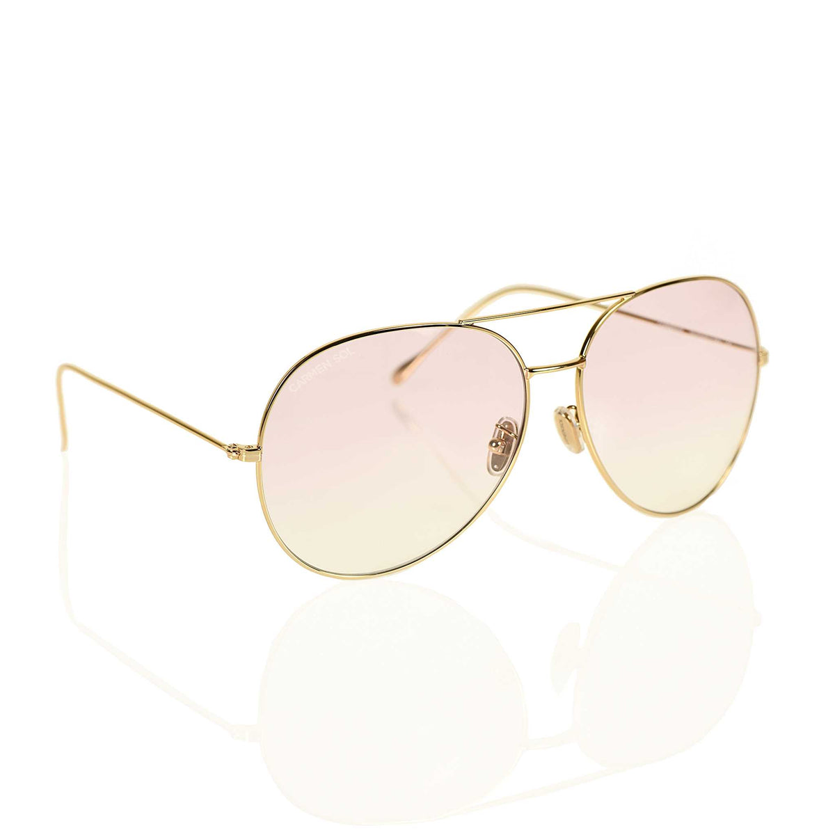 Gold aviator sunglasses for women with gradient lenses 