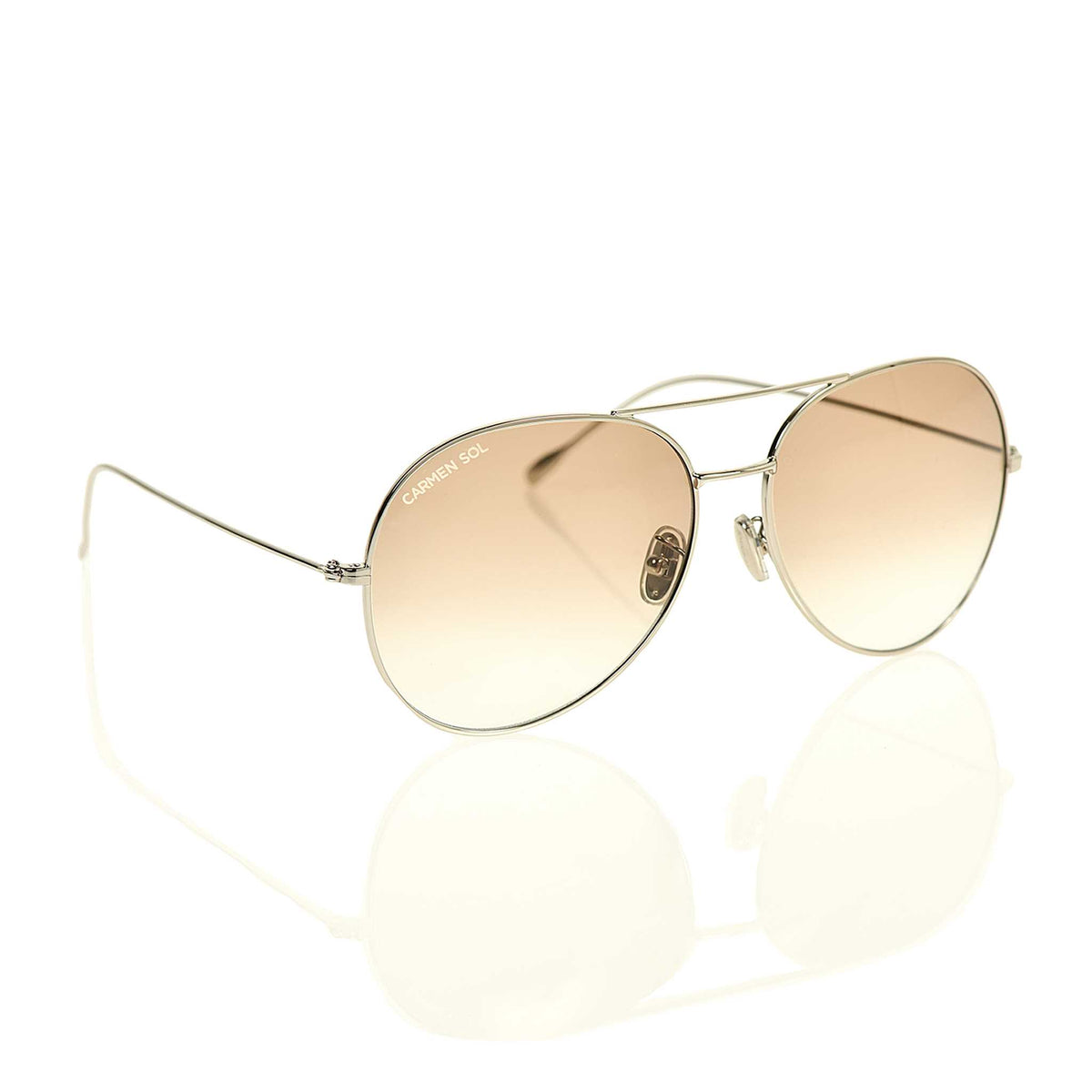 Silver sunglasses for men and for women with gradient sexy lenses in nude color