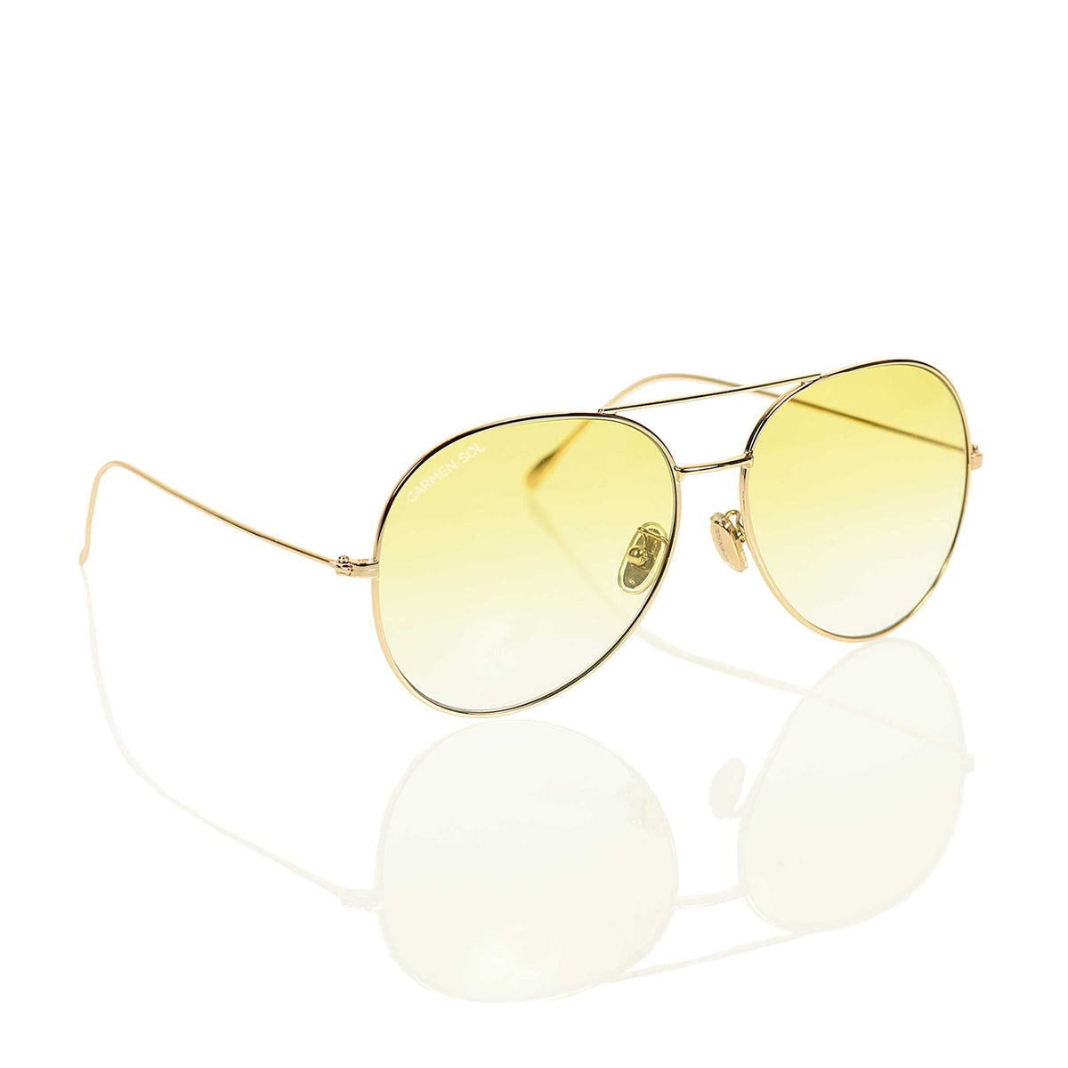 Gold aviator sunglasses for women and gradient lenses