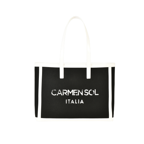 large purse in black and white from Carmen Sol