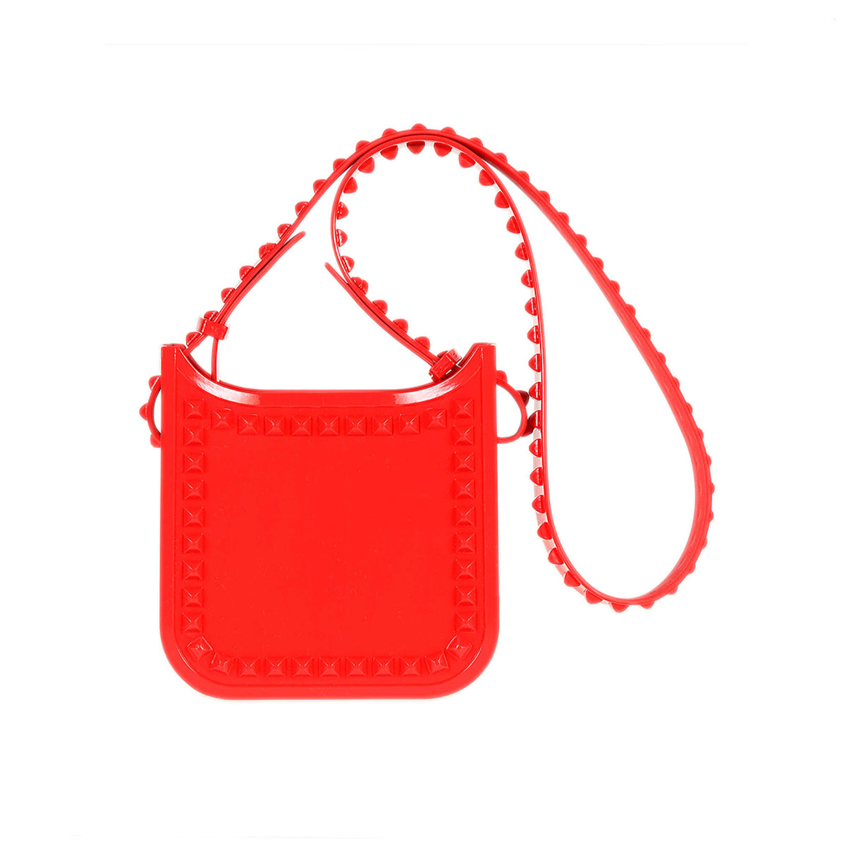 Red jelly Lisa small crossbody beach bags for women with studded straps